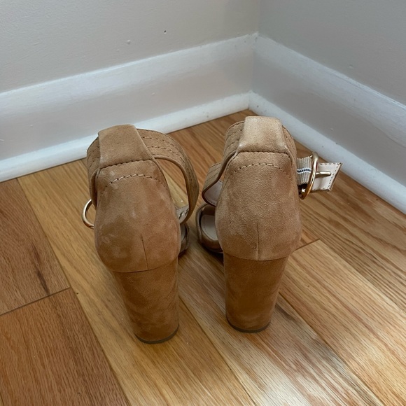 Tan, suede block heel pumps - Picture 3 of 3